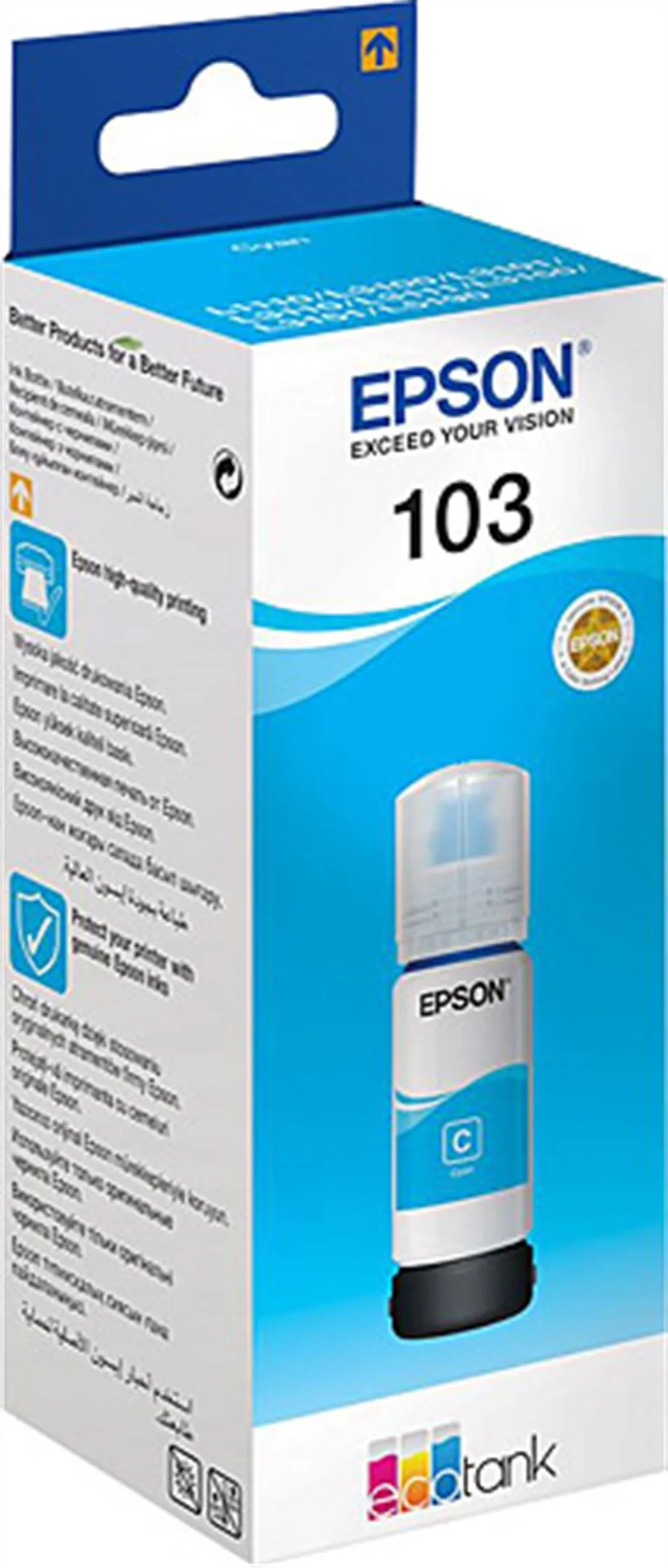 EPSON 103C T00S24A ECO TANK CYAN BOTTLE C13T00S24A (65 ML)-MAVİ