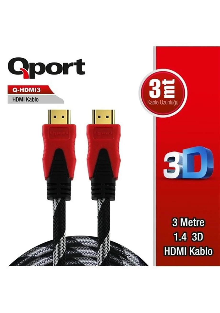 QPORT Q-HDMI TO DVI TO HDMI3 1.4 3D 3MT ALTIN UÇLU